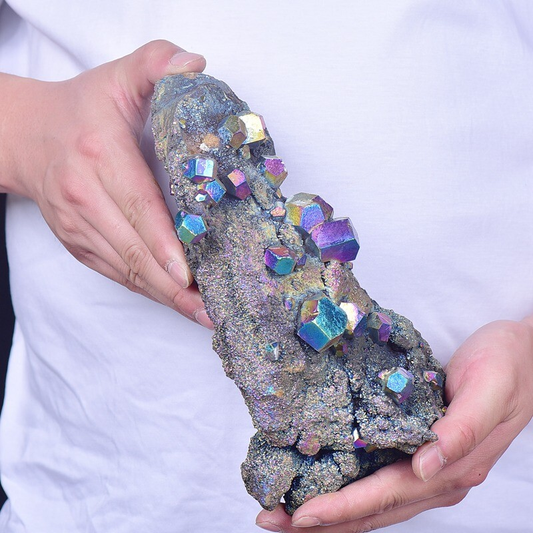 4.94LB Electroplated quartz Calcite mineral specimen for spiritual healing