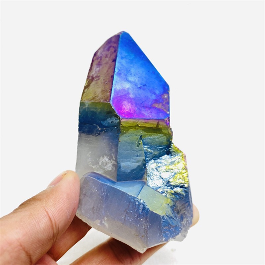 400g Color Flame Aura Electroplate Quartz Crystal Cluster Specimen Healing Stone