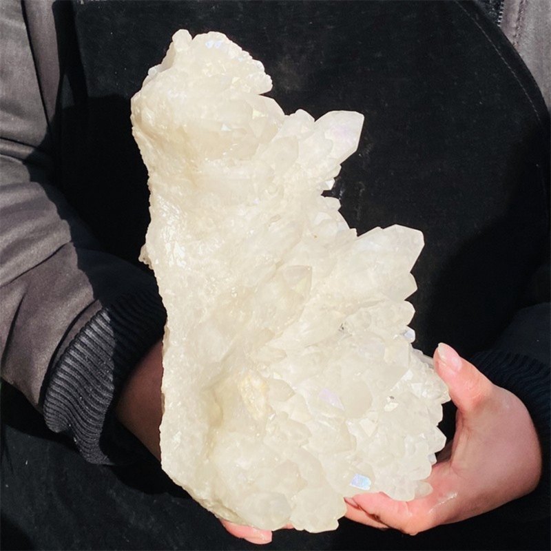 4110g Color Flame Aura Electroplate Agate Quartz Crystal Cluster Specimen