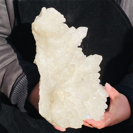 4110g Color Flame Aura Electroplate Agate Quartz Crystal Cluster Specimen