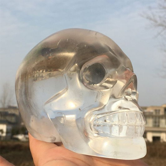 Hand carved Clear Melting stone Crystal Skull Reiki Heal Mineral Samples 1PC