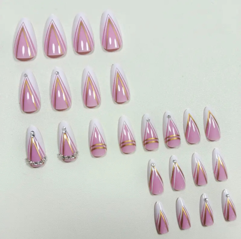 24pcs Press On False Finger Nails Fake Nails Glittered Solid Colours 52 Options