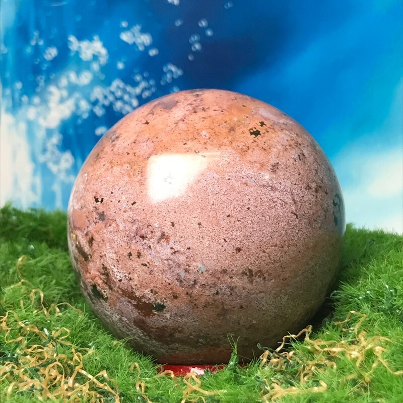 262GNatural Marine Jasper Quartz Ball Crystal Ball Mineral Sample Restoration