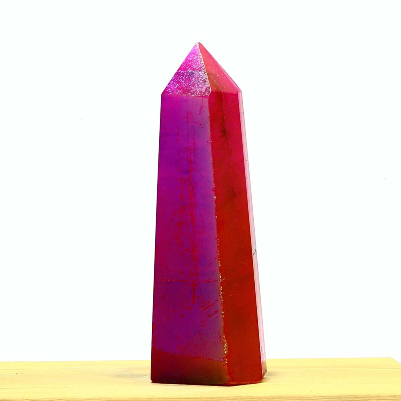 227g Electroplated Natural Crystal Quartz Tower Crystal Point rainbow Healing