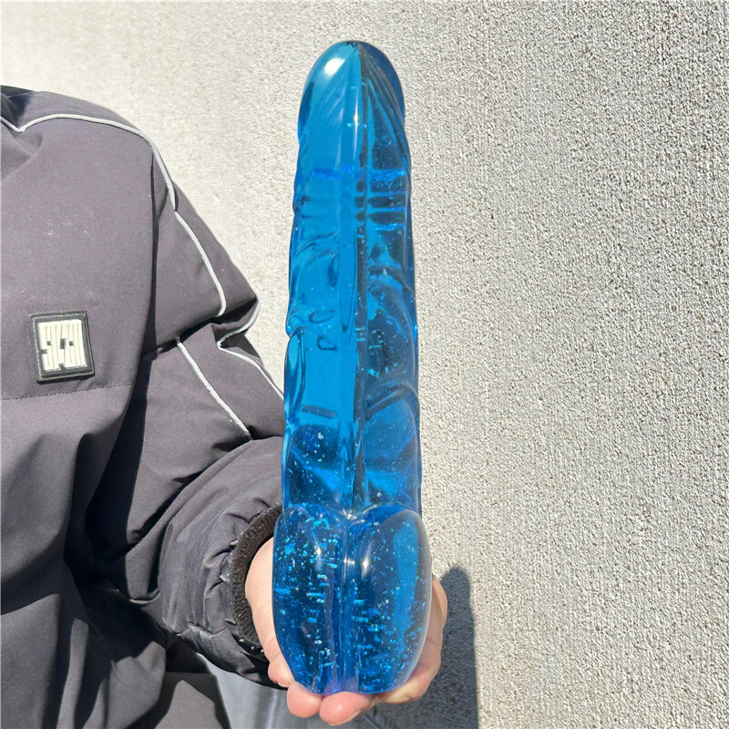 2.66LB Blue Melting Stone Penis skull Carved Quartz Crystal Specimen XK3021