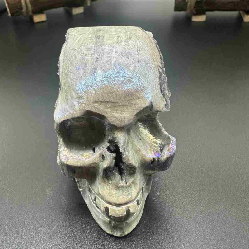 535g electroplate Natural sphalerite hand carved skull decor gem Healing