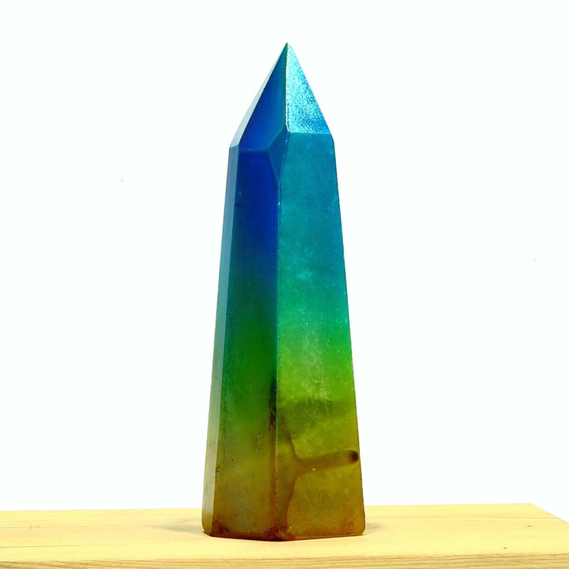 237g Electroplated Natural Crystal Quartz Tower Crystal Point rainbow Healing