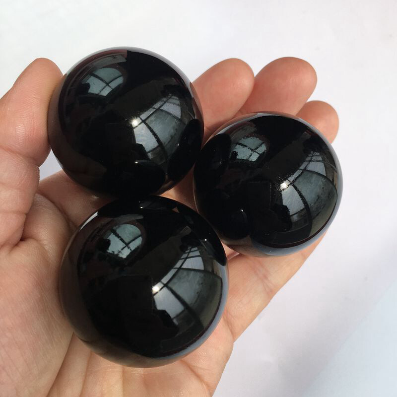 80mm Große Natürliche Schwarze Obsidian Stein Kugel Heilung Quarz Kristall Ball
