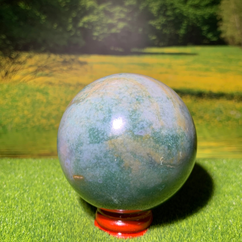 433G Natural Ocean Jasper Quartz Ball Crystal Sphere Mineral Specimen Healing