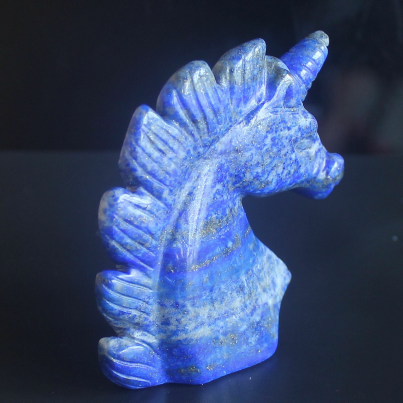 HLbshi Hand Carved Mixed Gemstone quartz crystal Unicorn animal Figurine Carving
