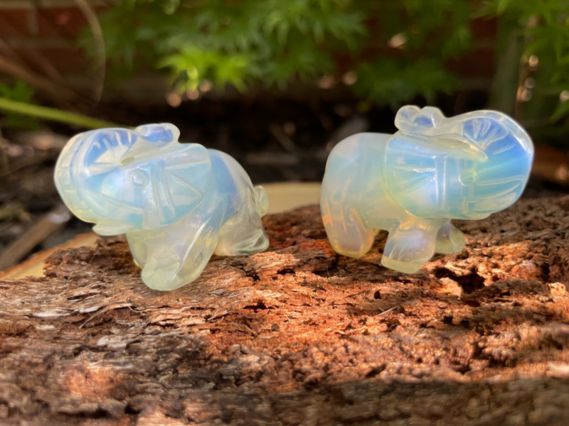 Elephant Hand Carved Gemstone Figurine | Crystal Elephant | Healing Animal