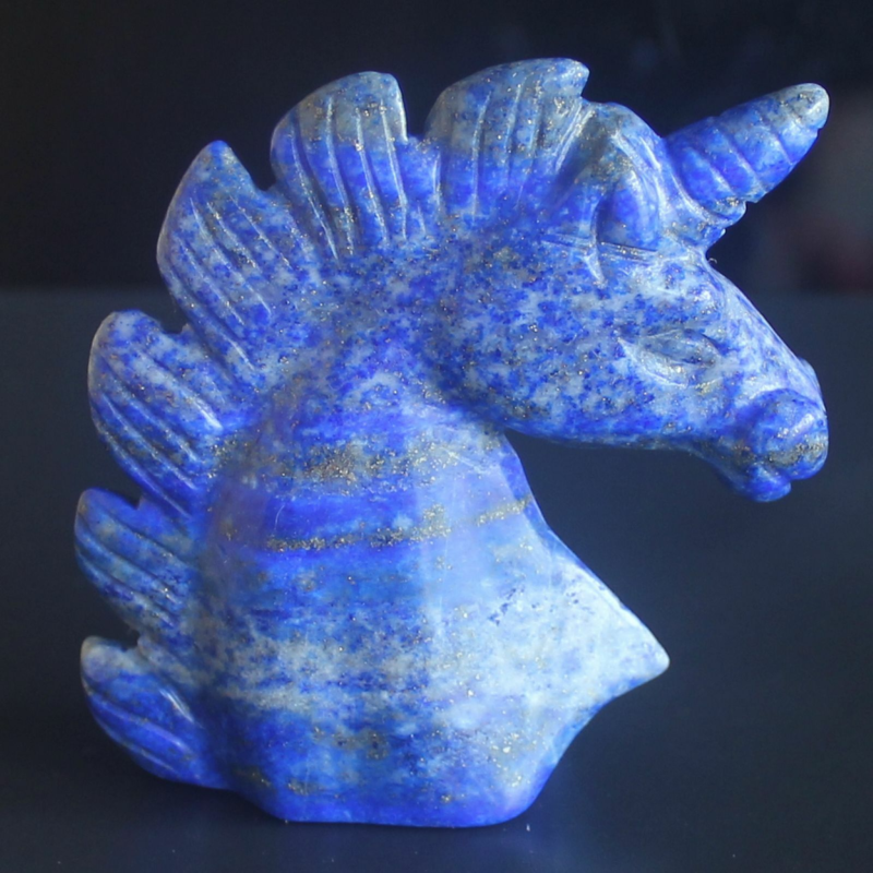 HLbshi Hand Carved Mixed Gemstone quartz crystal Unicorn animal Figurine Carving