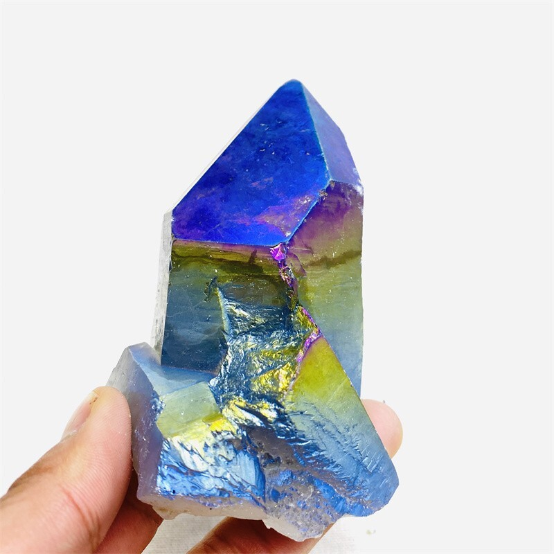 400g Color Flame Aura Electroplate Quartz Crystal Cluster Specimen Healing Stone