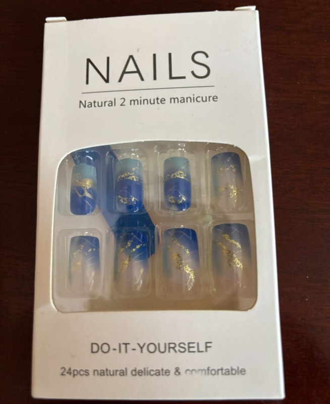 24pcs Press On False Finger Nails Fake Nails Glittered Solid Colours 52 Options