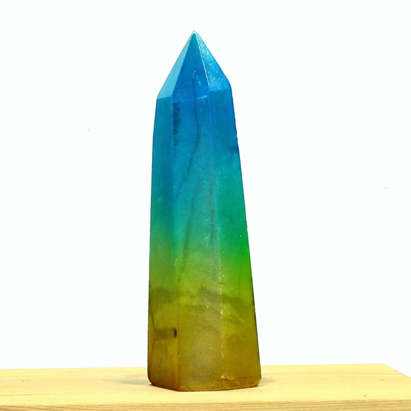 237g Electroplated Natural Crystal Quartz Tower Crystal Point rainbow Healing