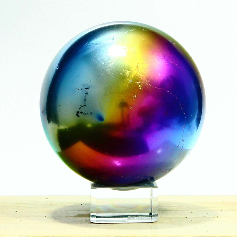 877g Natural Crystal Electroplated Rainbow Crystal Ball Quartz Sphere Healing