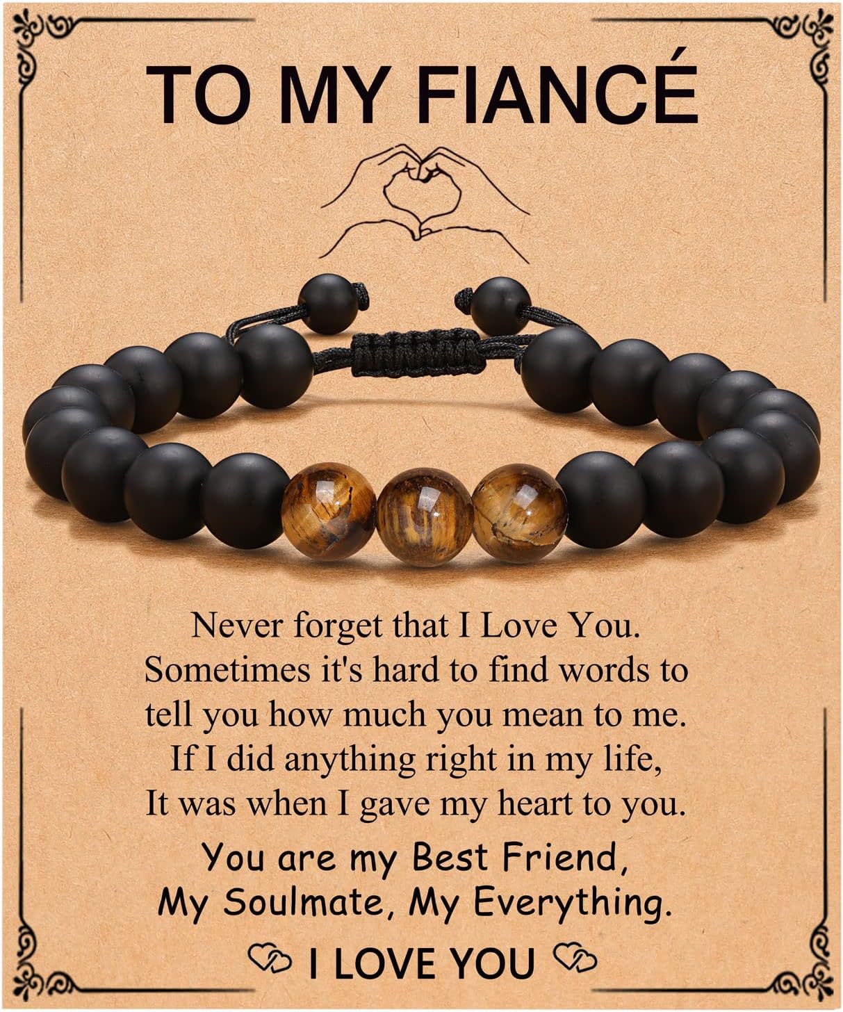 Birthday Gift Bracelet Christmas Father's Day Gift Accessories Tigereye Frosted Stone Men's Bracelet