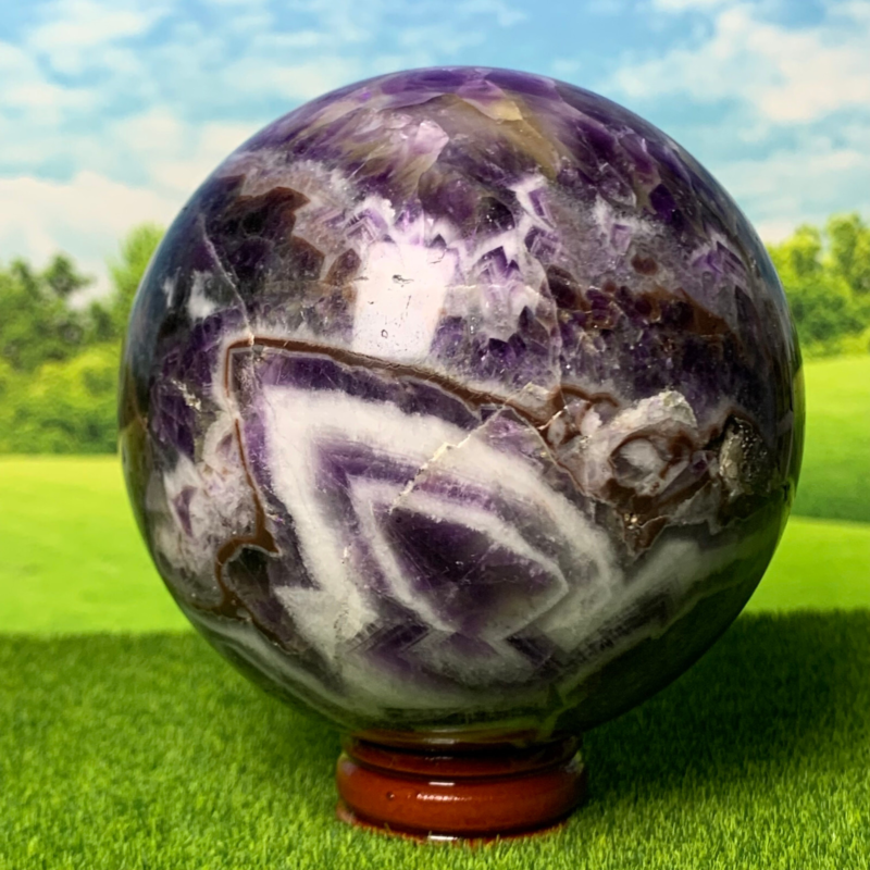 718G Rare High Quality Purple Dream Amethyst Quartz Crystal Sphere Healing Ball