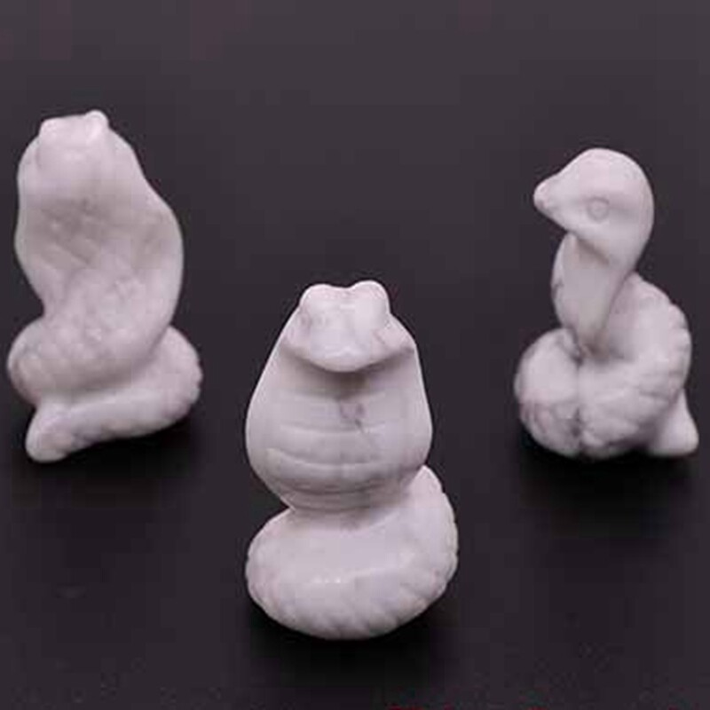 Natural Quartz Crystal Skull Carved Snake Healing Stone Viper Cobra Animal Decor