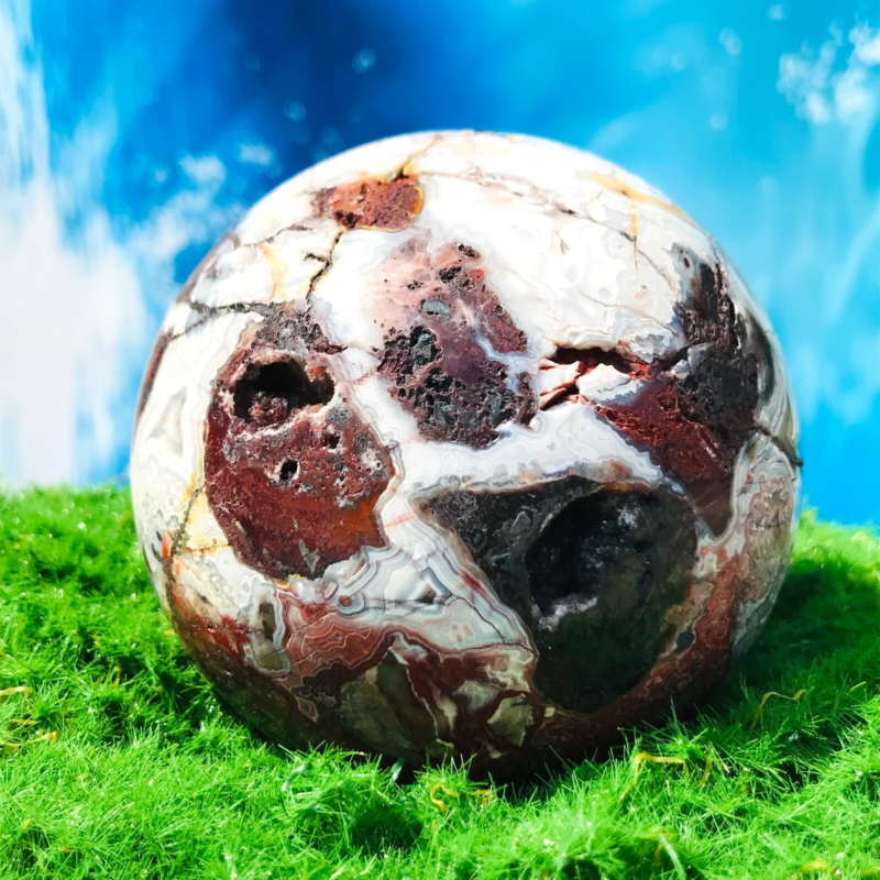 619G Rare Natural Mexican stone Quartz Sphere Crystal Ball Specimen Healing