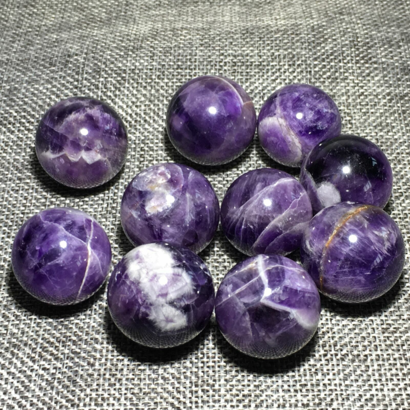 Natural Dreamy Amethyst Sphere Quartz Crystal Ball Reiki Healing 5PCS