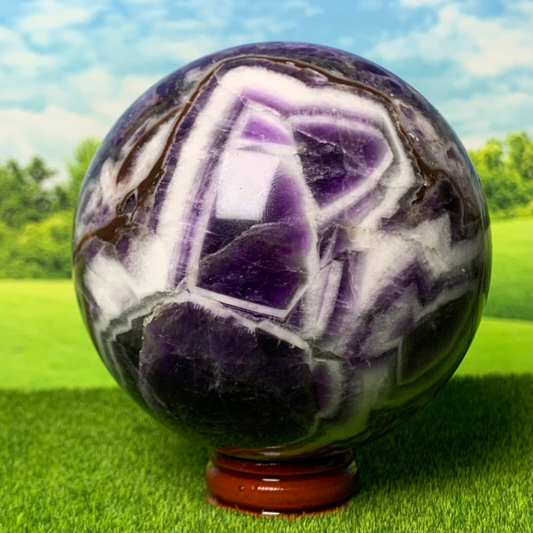 718G Rare High Quality Purple Dream Amethyst Quartz Crystal Sphere Healing Ball