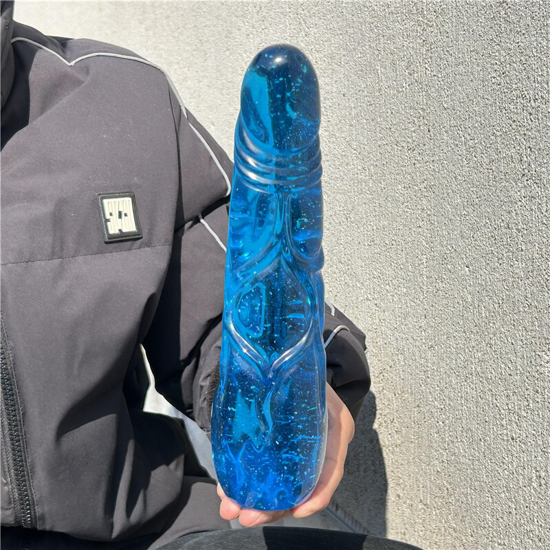 2.66LB Blue Melting Stone Penis skull Carved Quartz Crystal Specimen XK3021
