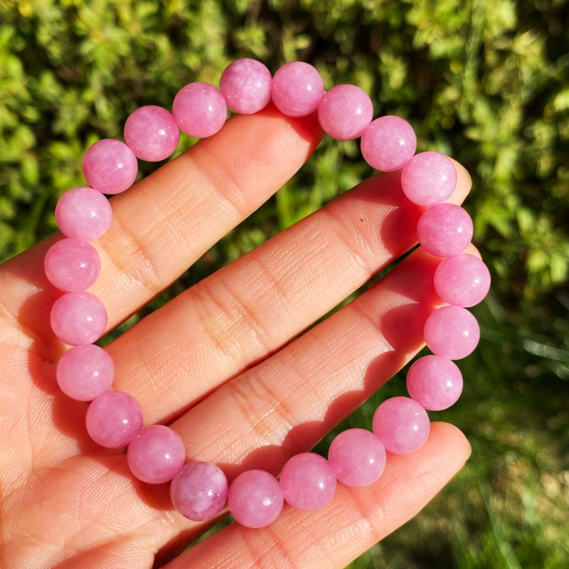8mm3Genuine Goods Natural Pink Rose Crystal Ball Bracelet