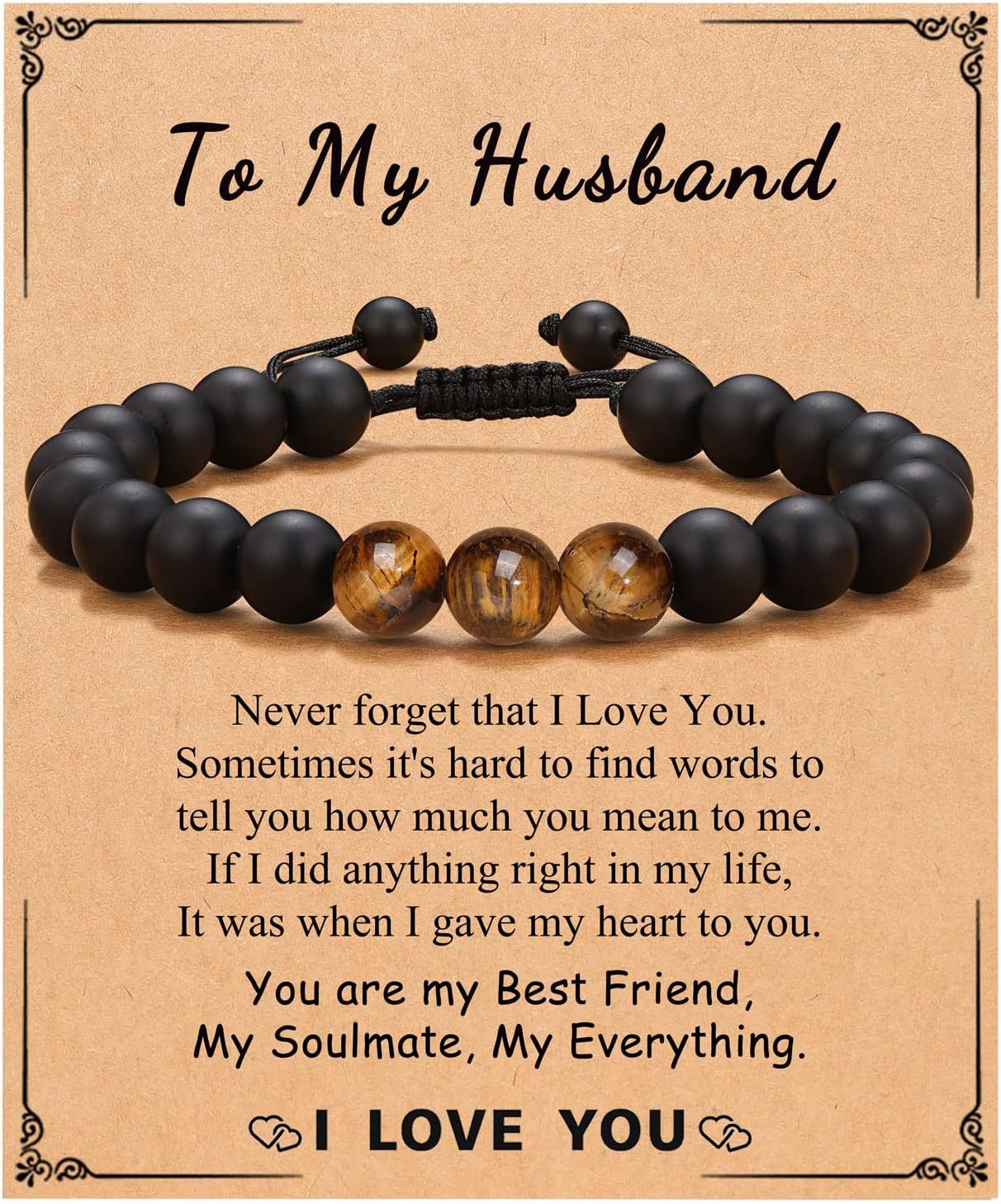 Birthday Gift Bracelet Christmas Father's Day Gift Accessories Tigereye Frosted Stone Men's Bracelet