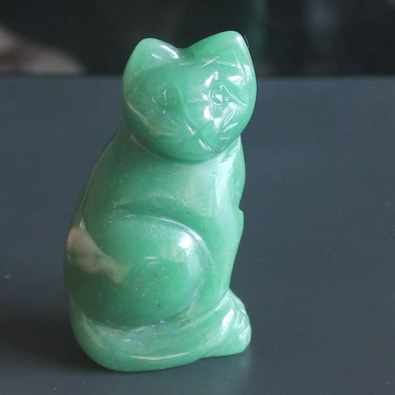 Carved mixed gemstone quartz crystal cat figurine animal carving home decor 2&apos;&apos;