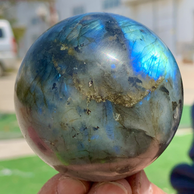 366G Natural Gorgeous Labradorite QuartzCrystal Stone Specimen ball Healing