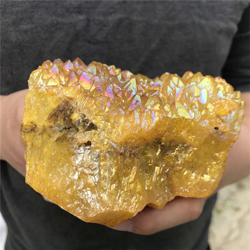 920g Electroplate Rainbow cluster quartz crystal mineral specimen reiki healing