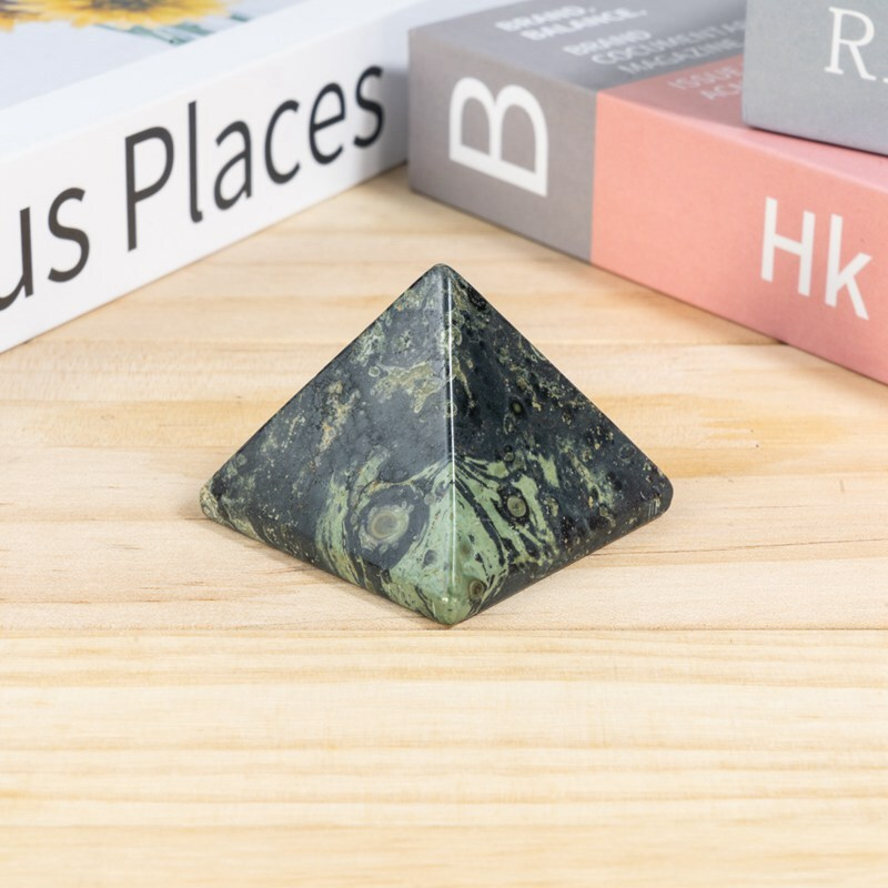 Natural Malachite Stone Peacock Eye Pyramid Quartz Crystal Gemstone Energy Tower