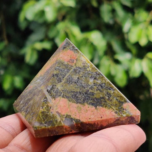 Natural Unakite Epidote Quartz Crystal Energy Tower Chakra Mineral Pyramid Gift