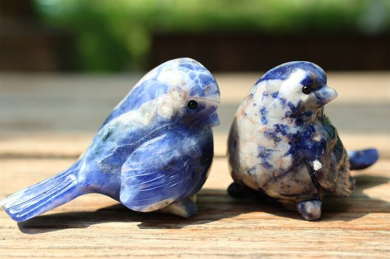 2.4" Natural Sodalite Carved bird Reiki Creative Crystal Skull decor gift 1pc