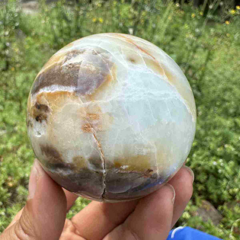 360g Natural Amazonite Quartz Sphere Crystal Polished Ball Reiki Healing Decor