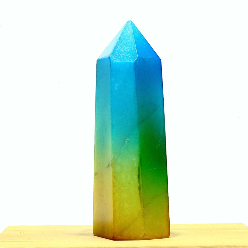 298g Electroplated Natural Crystal Quartz Tower Crystal Point rainbow Healing