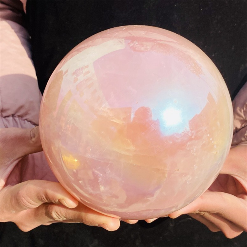 3930g Rose Crystal Ball Treasure electroplated Powder Healing Sphere