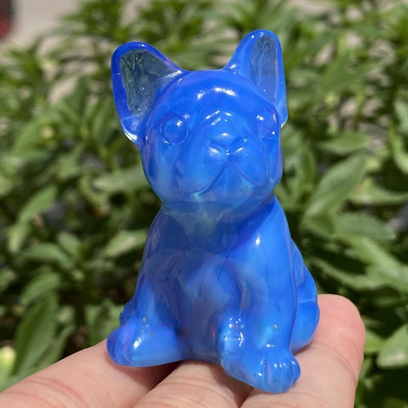 3cm Natural Quartz Crystal Carved Rough Stone French Bulldog Energy Animal Decor