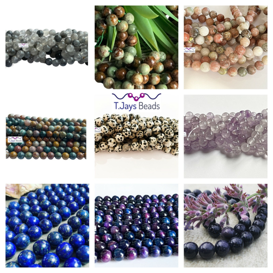 8mm Semi Precious Gemstone Rounds Beads for Jewellery Making (app. 46-50 beads)