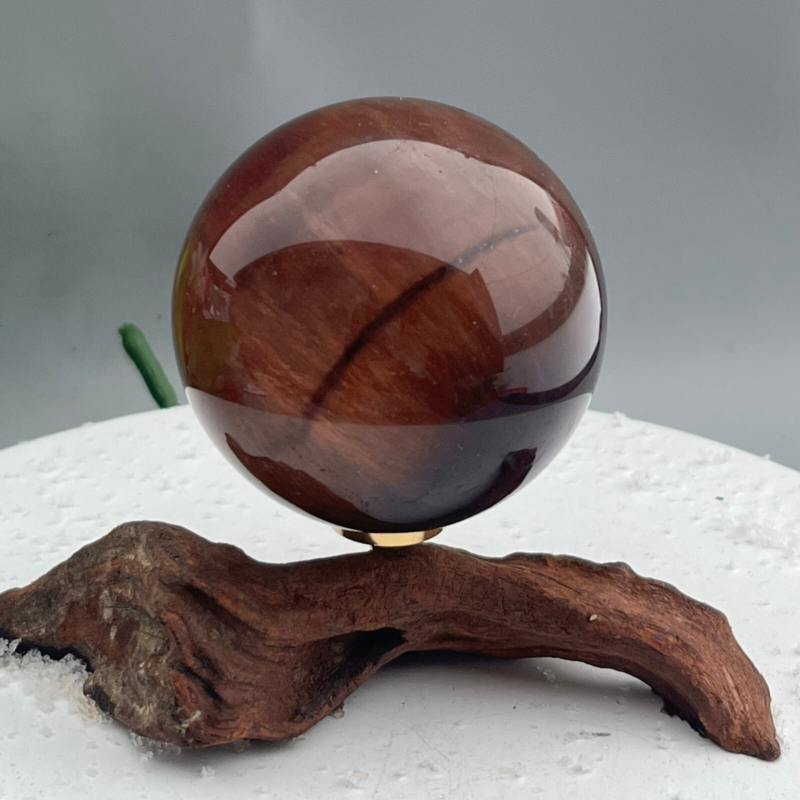 339 Ke Natural Fluorite Ball Colorful Quartz Crystal Gem Repair + Bracket