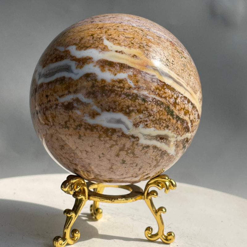 588G Natural Ocean Jasper Jade Crystal Polished Sphere Ball Healing Ball