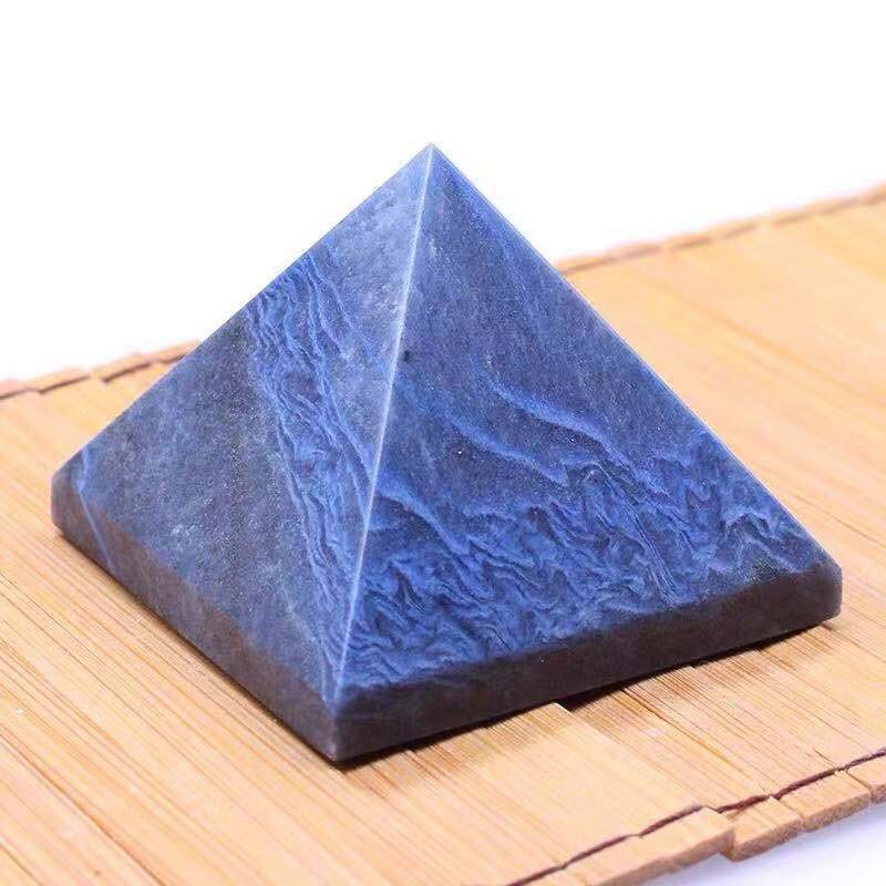 Natural Blue Aventurine Jasper Quartz Crystal Energy Tower Pyramid Healing Decor
