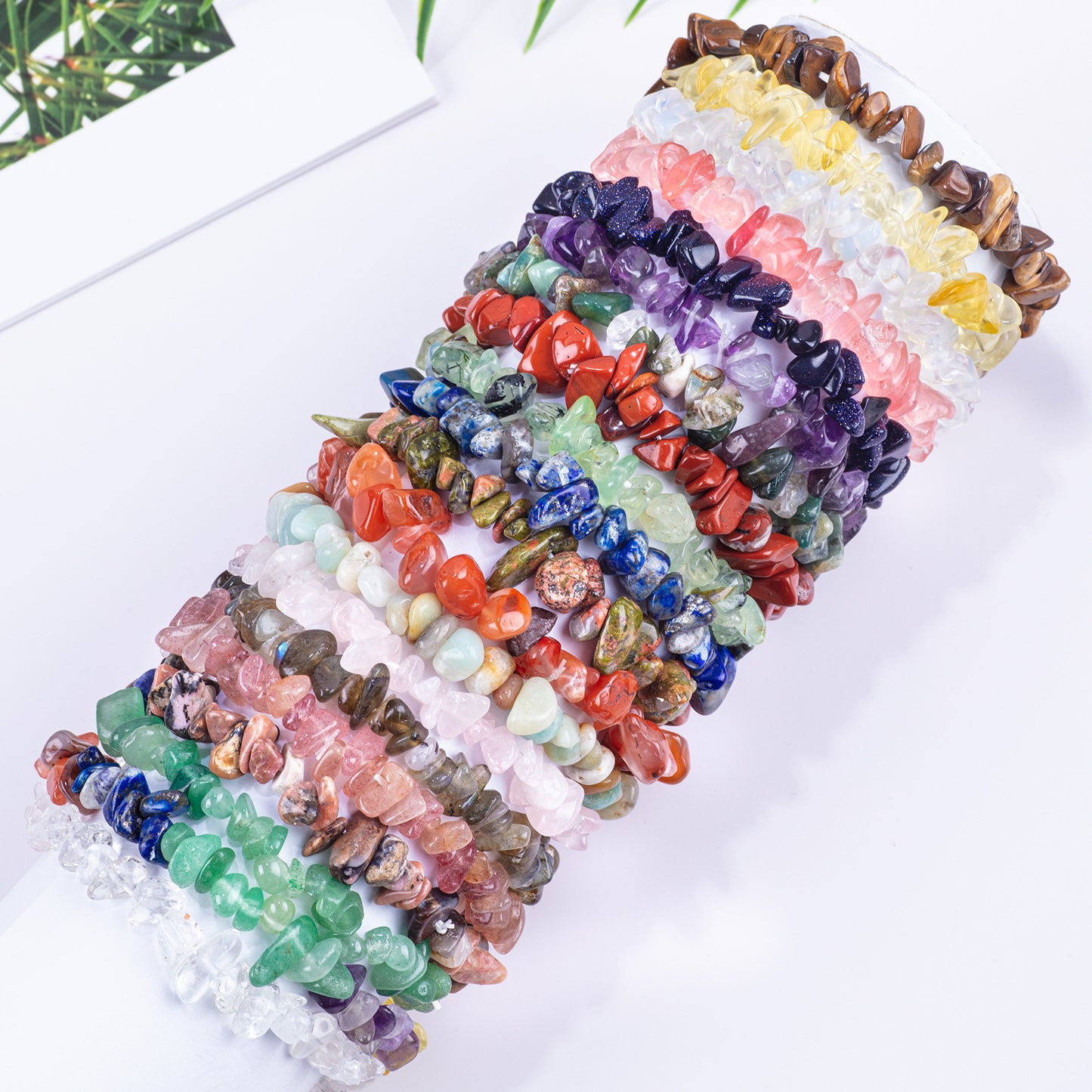Natural Amethyst Pink Crystal Agate Gravel Bracelet Irregular Bracelet BohemianinsWind Elastic Bracelet