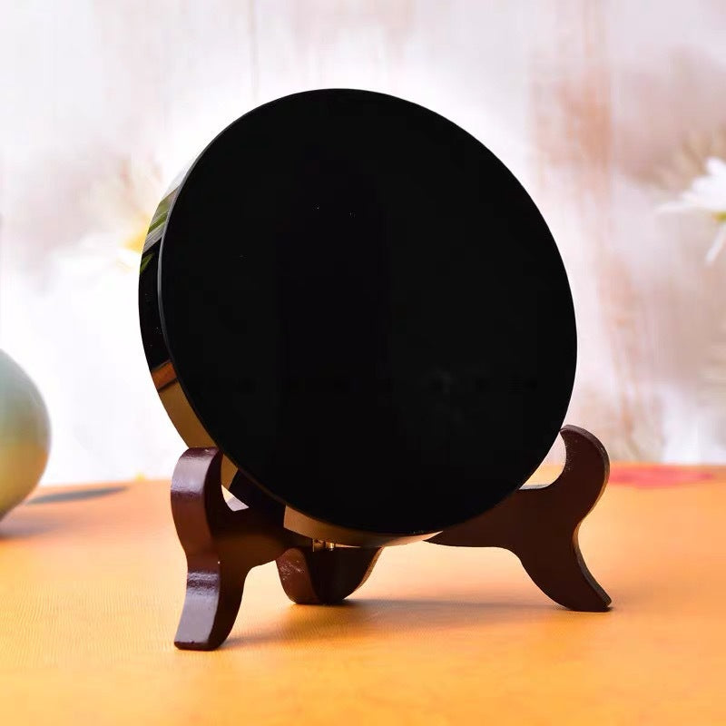 Natural Obsidian Lucky Pendant Disc Obsidian Mirror Disc Seven Star Array Chassis Ornaments Home Ornaments