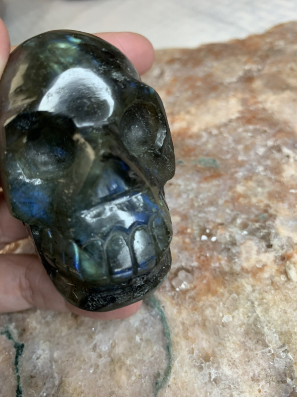 Labradorite Crystal Skull Small Hand Carved 2 1/2” Reiki Chakra Healing Stone