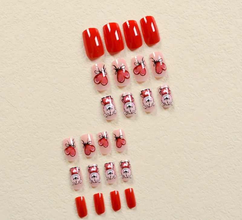 24pcs Press On False Finger Nails Fake Nails Glittered Solid Colours 52 Options