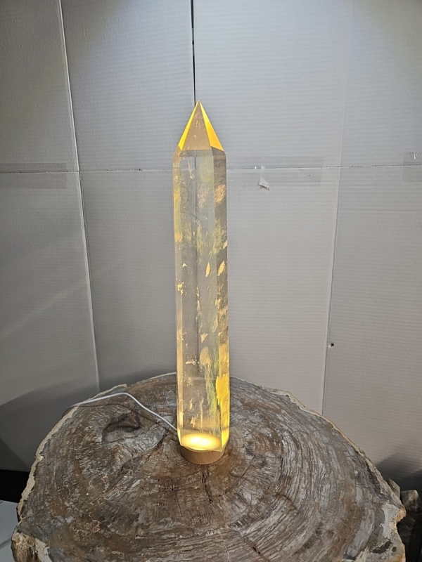 5.3lb Clear Yellow  Smelt  Melting  Quartz  Crystal Point Tower Polished W/Led