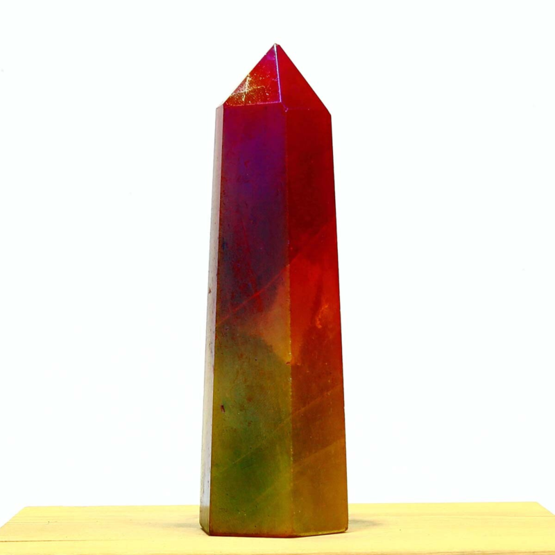 263g Electroplated Natural Crystal Quartz Tower Crystal Point rainbow Healing
