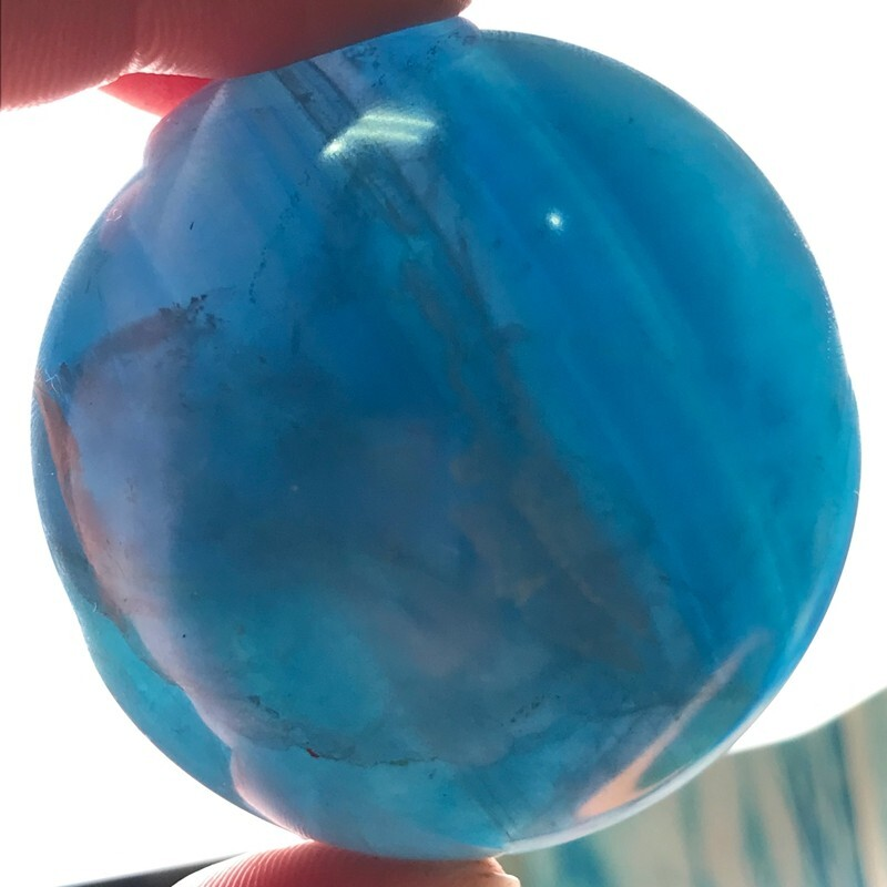 274GNatural Blue Fluororite Quartz Crystal Ball Polished Mineral Repair